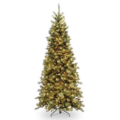 National Tree Company 6.5 ft. Tiffany Fir Slim Tree with Clear Lights - 6.5 Foot