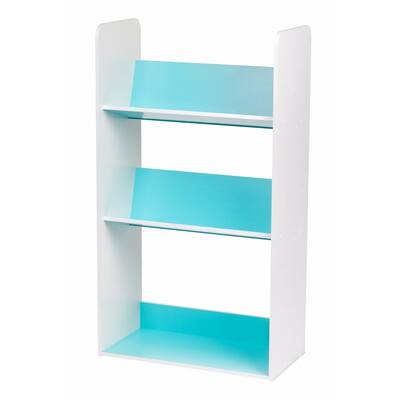 IRIS 3-tier Blue and White Tilted Shelf Book Rack