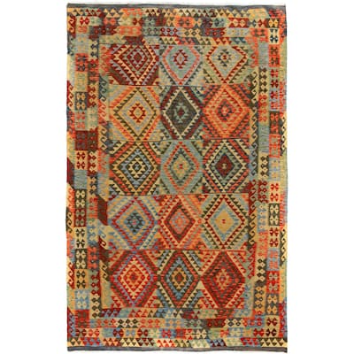 Arshs Fine Rugs Arya Collection Devon Blue/ Grey Wool Handwoven Area Rug (6'7 x 9'9)
