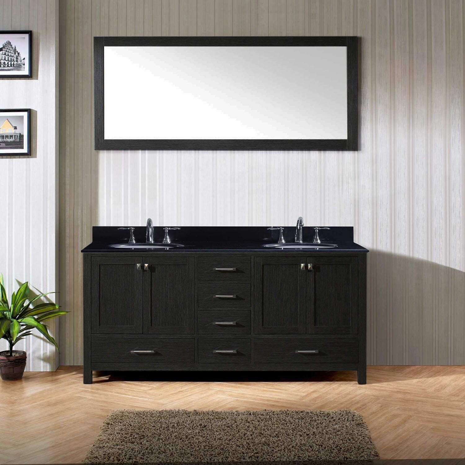 Virtu Usa Caroline Premium 72 Inch Black Granite Double Bathroom Virtu Usa Caroline Premium 72 Inch Black Granite