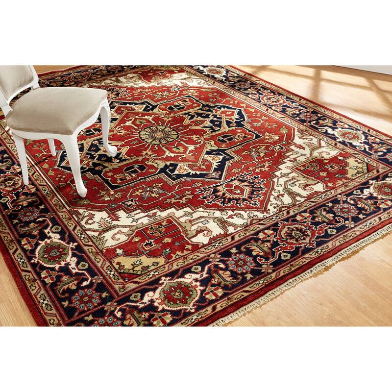 Umbria Rust/ Navy Wool Hand-knotted Rug