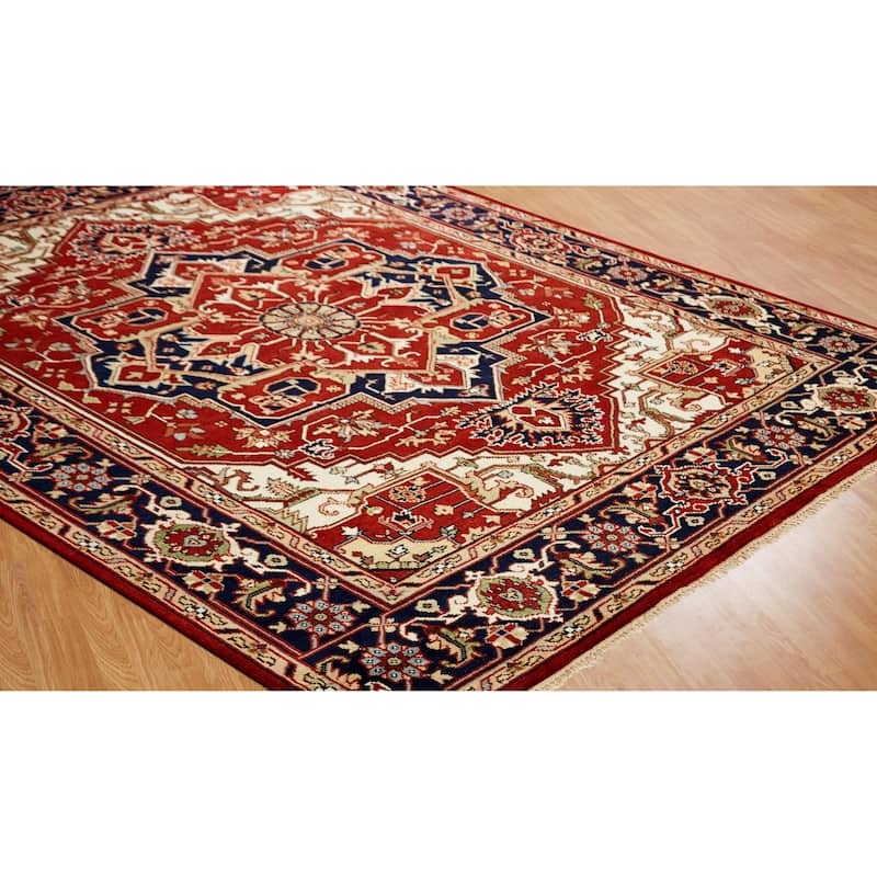 Umbria Rust/ Navy Wool Hand-knotted Rug
