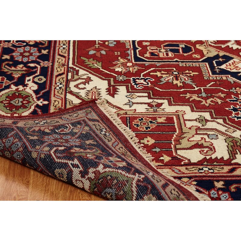 Umbria Rust/ Navy Wool Hand-knotted Rug