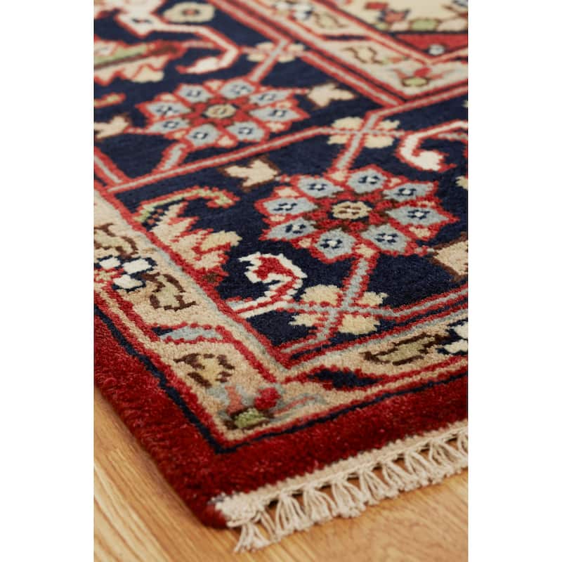Umbria Rust/ Navy Wool Hand-knotted Rug