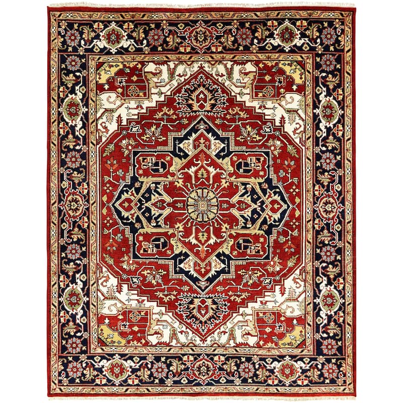 Umbria Rust/ Navy Wool Hand-knotted Rug