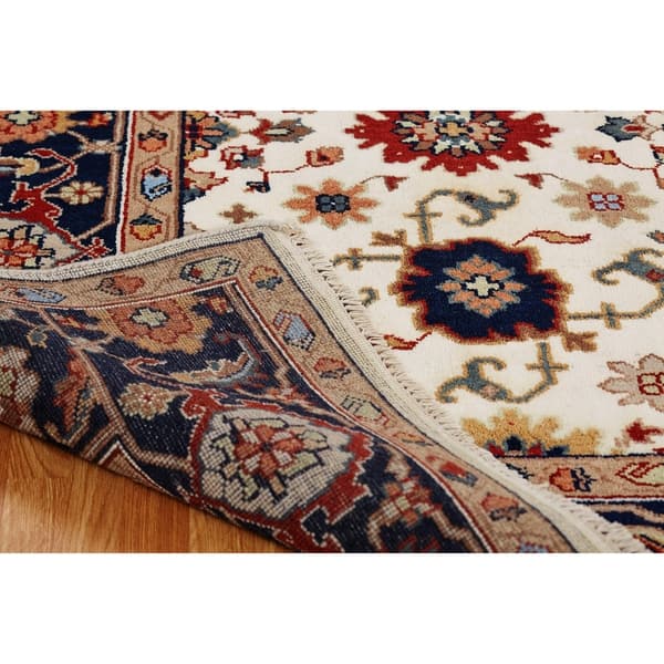 Umbria Ivory Navy Wool Hand Knotted Rug On Sale Overstock 17213151