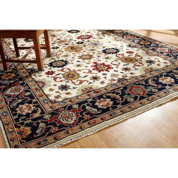 Hand Knotted Umbria Ivory Navy Wool Rug 10 X 14 Hand Knotted Umbria Ivory Navy Wool Rug 10 X 14