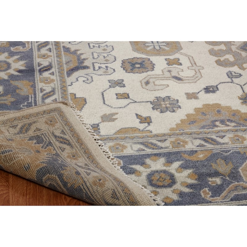 Umbria Ivory/Grey Hand-knotted Wool Rug