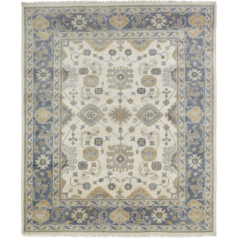 Umbria Ivory/Grey Hand-knotted Wool Rug