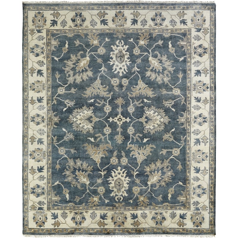 Umbria Grey/Ivory Hand-knotted Wool Rug