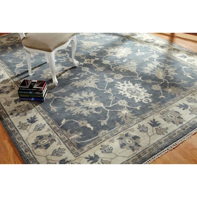 Umbria Grey/Ivory Hand-knotted Wool Rug