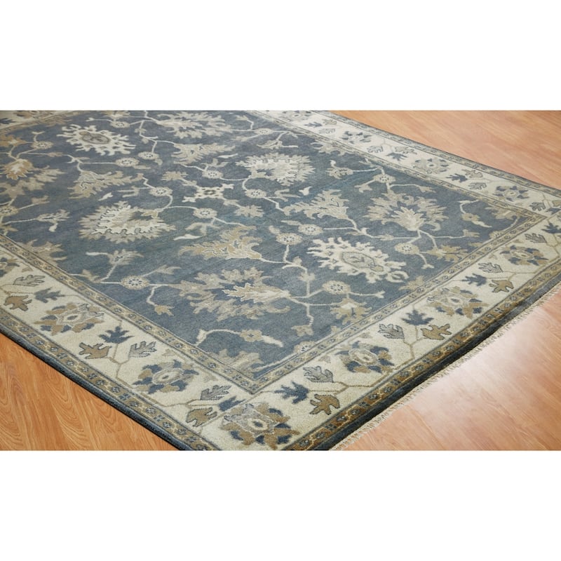 Umbria Grey/Ivory Hand-knotted Wool Rug