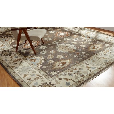 Hand-knotted Umbria Camel Brown/Ivory Wool Rug