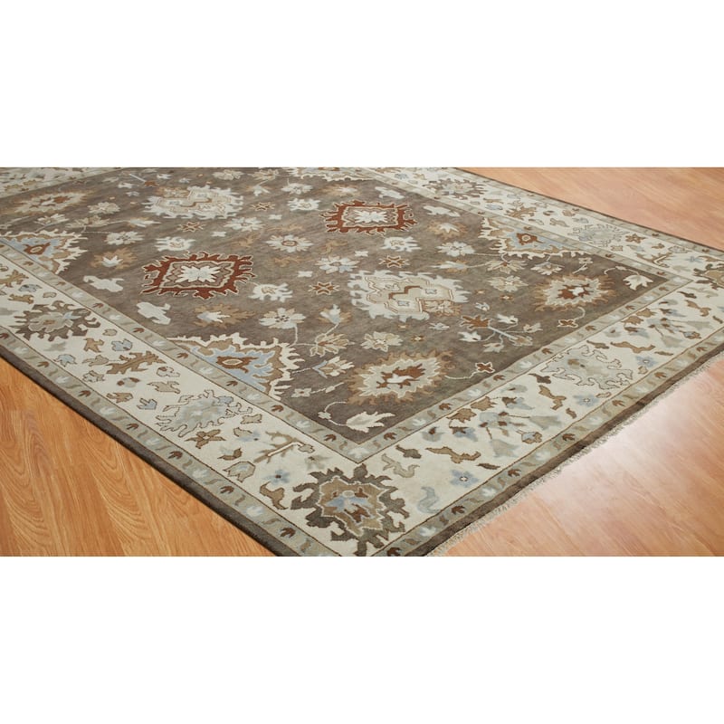 Hand-knotted Umbria Camel Brown/Ivory Wool Rug