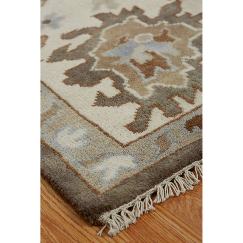 Hand-knotted Umbria Camel Brown/Ivory Wool Rug