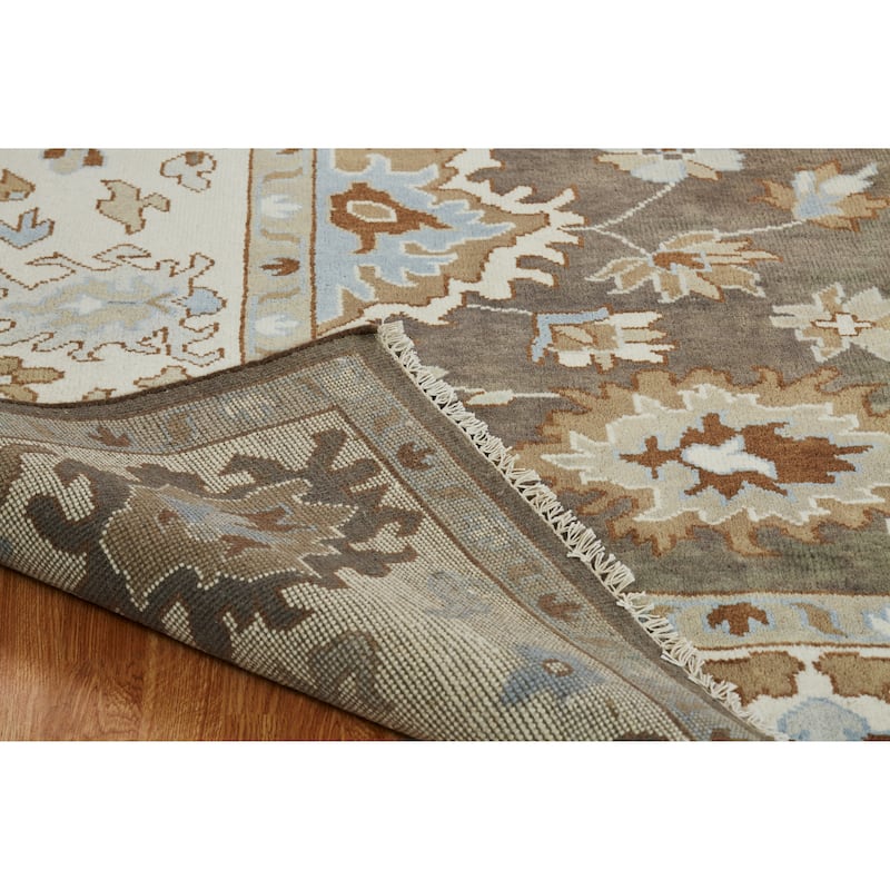 Hand-knotted Umbria Camel Brown/Ivory Wool Rug
