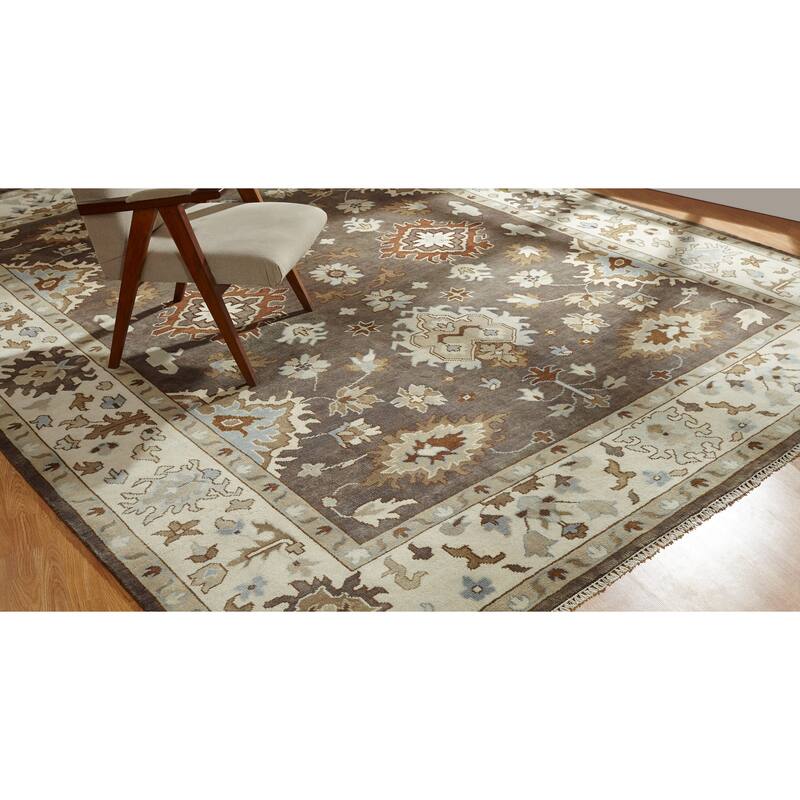 Hand-knotted Umbria Camel Brown/Ivory Wool Rug