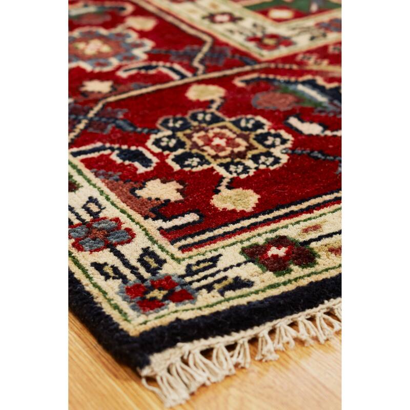 Umbria Black/Red Wool Hand-knotted Rug