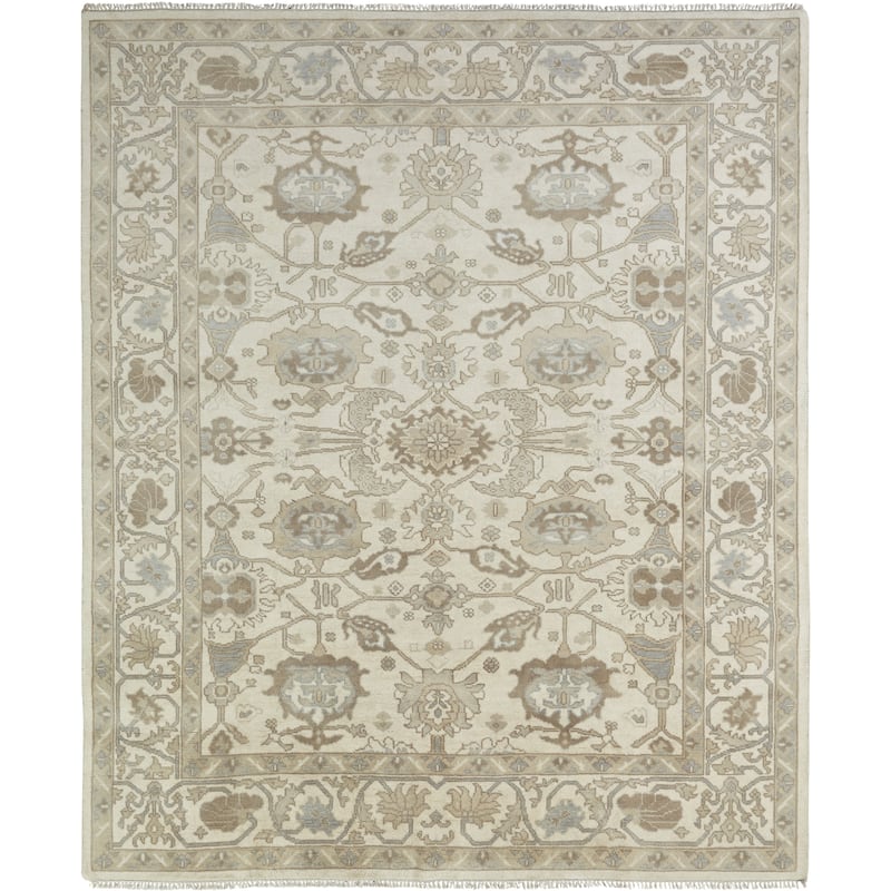 Umbria Beige Wool Hand-knotted Rug