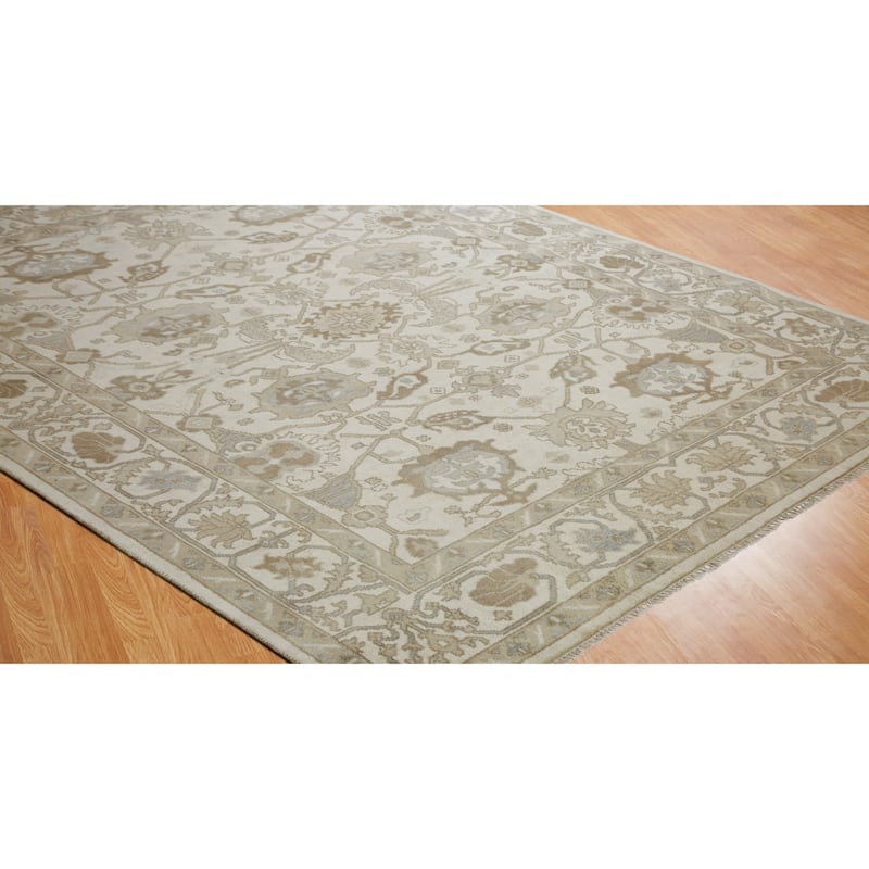 Umbria Beige Wool Hand-knotted Rug
