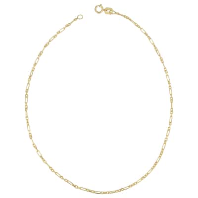Fremada 14k Yellow Gold Figaro Forzatina 3+1 Link Anklet (10 inches)