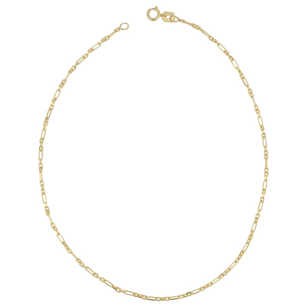 Fremada 14k Yellow Gold Figaro Forzatina 3+1 Link Anklet (10 inches)