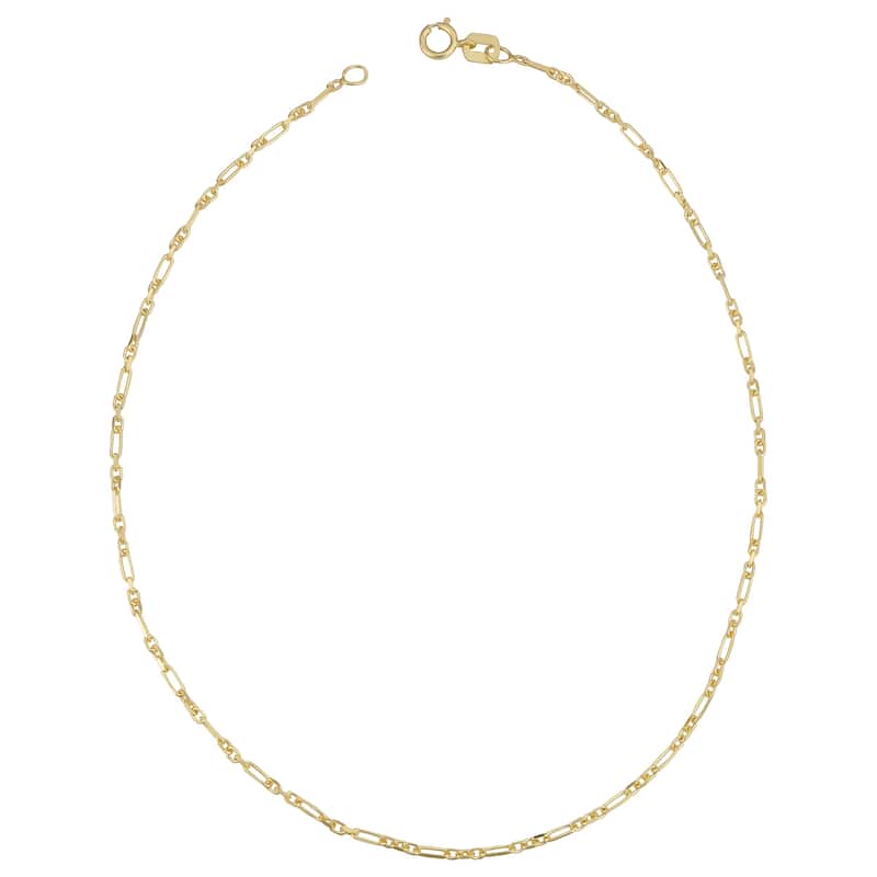 Fremada 14k Yellow Gold Figaro Forzatina 3+1 Link Anklet (10 inches)