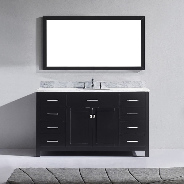 Caroline 60 Inch Single Vanity Cabinet White Marble Top Sink Option Caroline 60 Inch Single Vanity Cabinet White Marble Top Sink Option