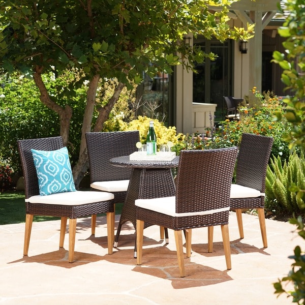 Shop Santa Barbara Outdoor 5-Piece Round Wicker Dining Set ...