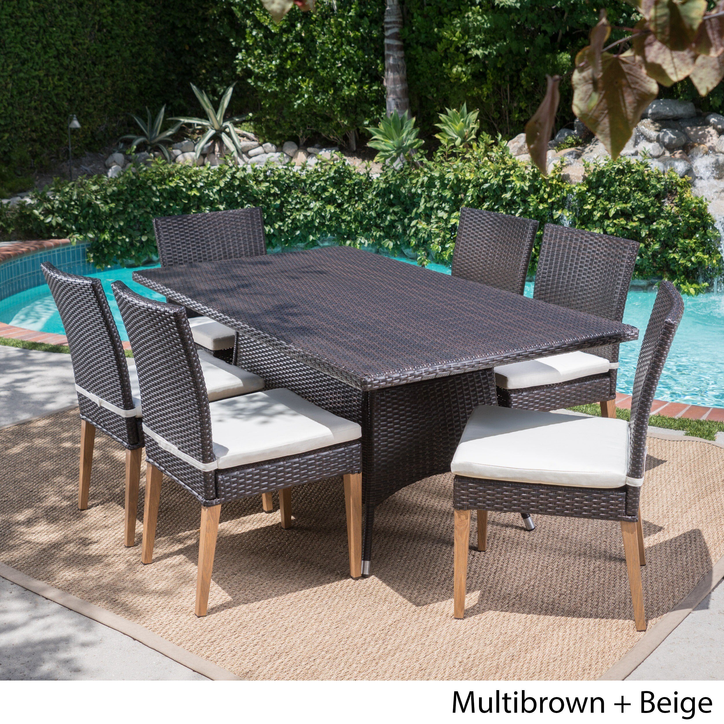 Santa Barbara Outdoor 7 Piece Rectangular Wicker Dining Set Santa Barbara Outdoor 7 Piece