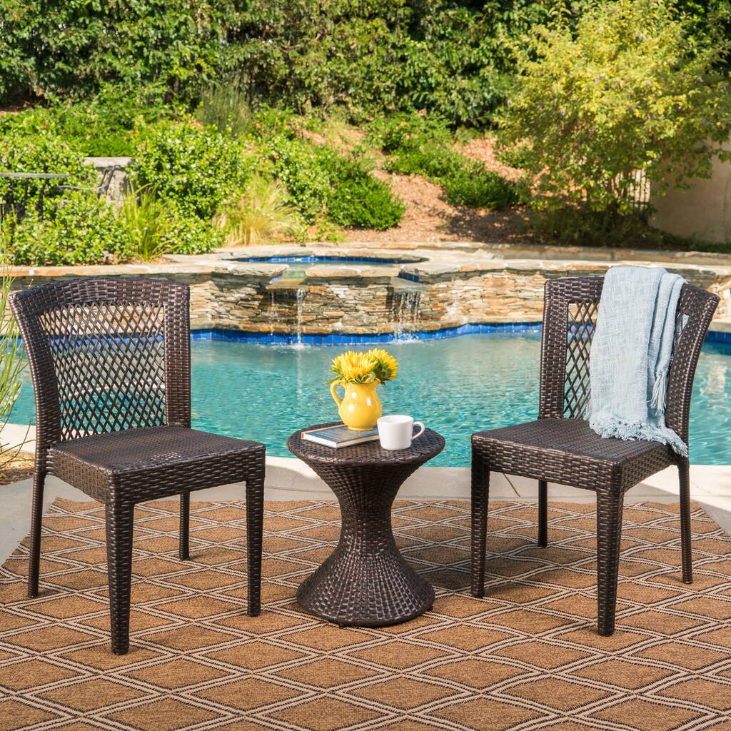 Riggs Outdoor 3-Piece Round Wicker Chat Set by Christopher Knight Home