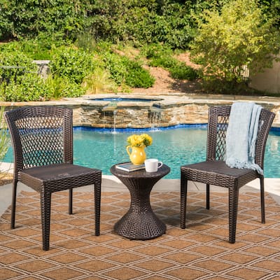 Riggs Outdoor 3-Piece Round Wicker Chat Set by Christopher Knight Home