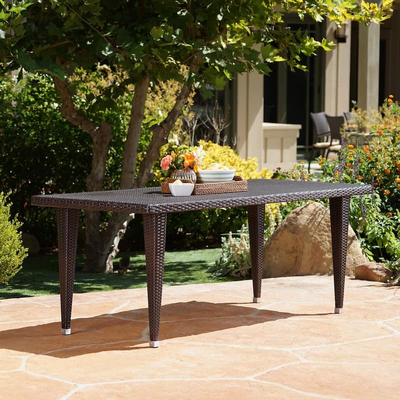 Landen Outdoor 9-Piece Rectangular Wicker Dining Set by Christopher Knight Home