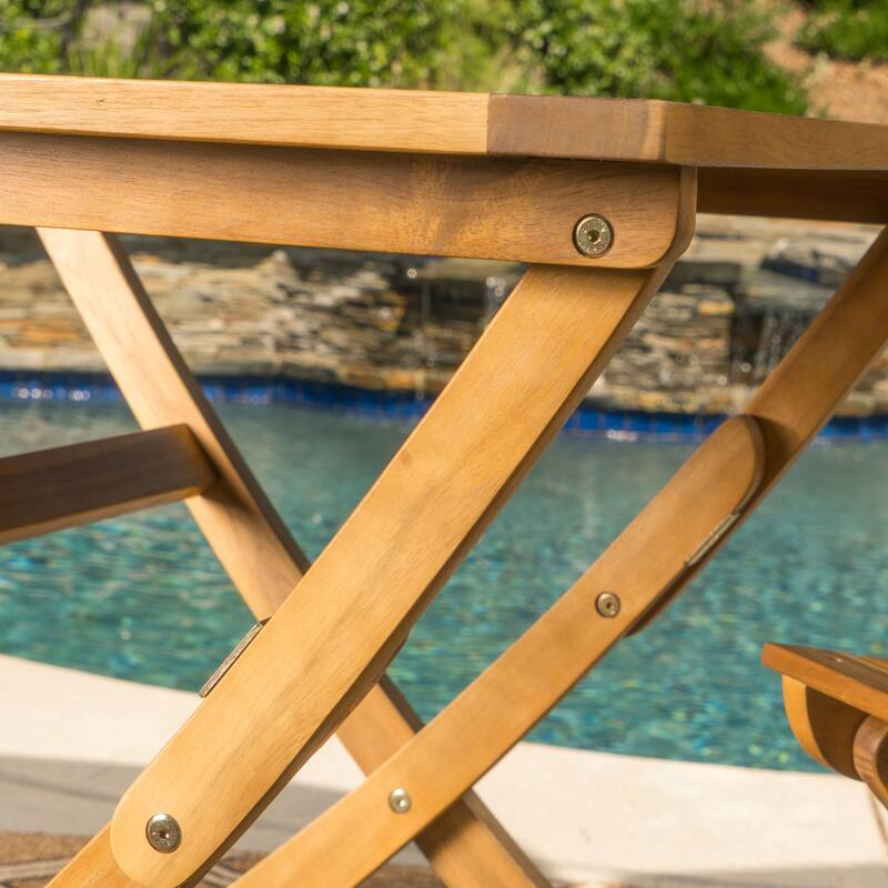 Positano Outdoor Foldable Acacia Wood Side Table by Christopher Knight Home
