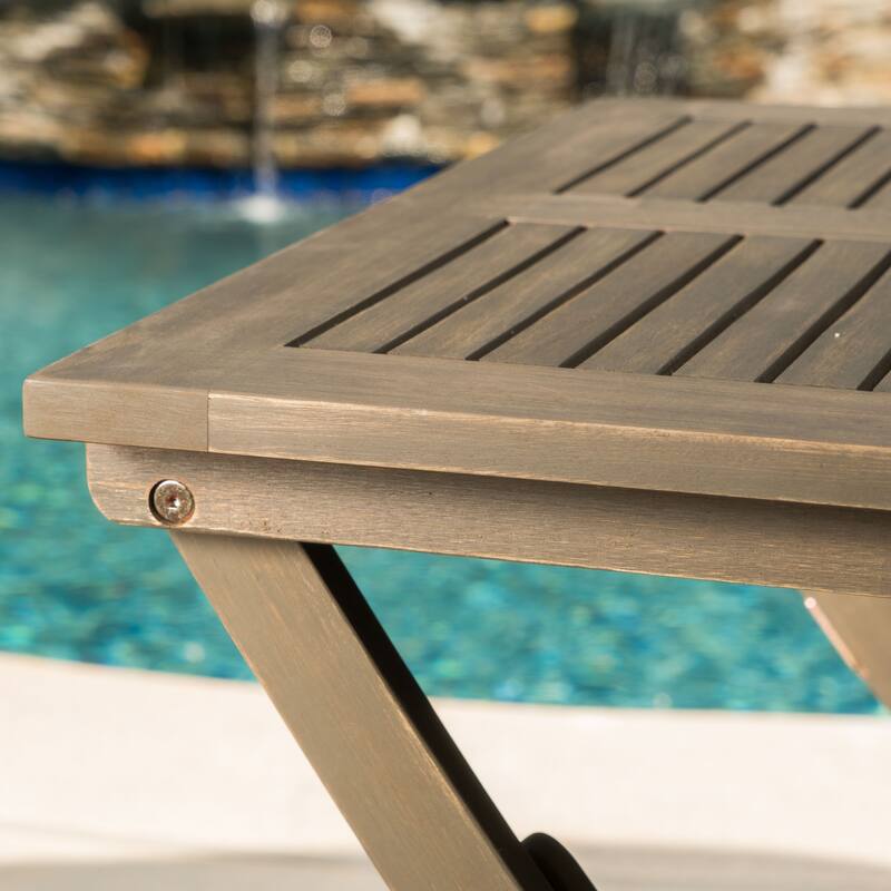 Positano Outdoor Foldable Acacia Wood Side Table by Christopher Knight Home