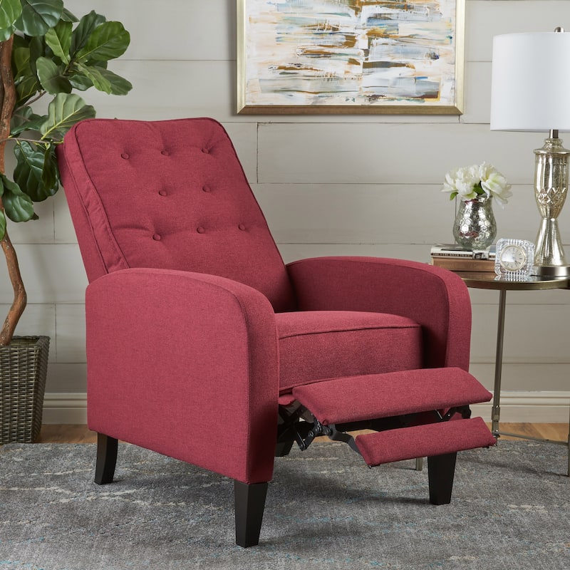 Nievis Tufted Fabric Recliner by Christopher Knight Home - Red