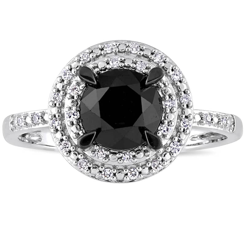 Miadora Signature Collection Signature Collection 14k White Gold 1-5/8ct TDW Black and White Diamond