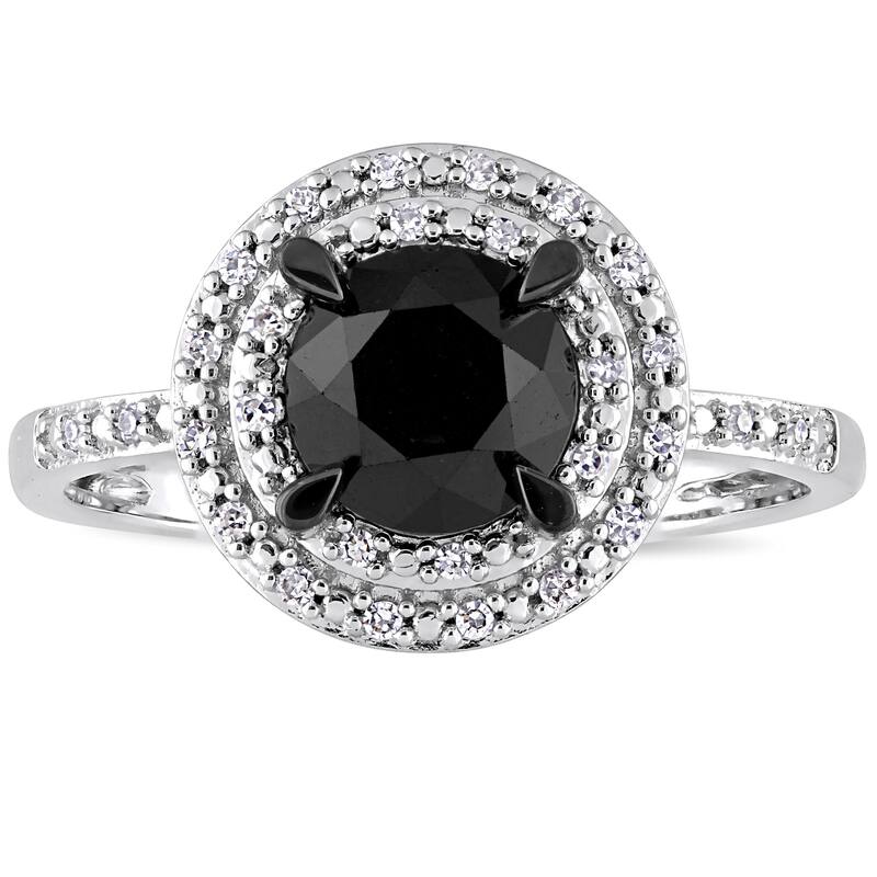 Miadora Signature Collection Signature Collection 14k White Gold 1-5/8ct TDW Black and White Diamond
