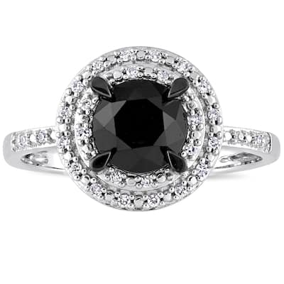 Miadora Signature Collection Signature Collection 14k White Gold 1-5/8ct TDW Black and White Diamond