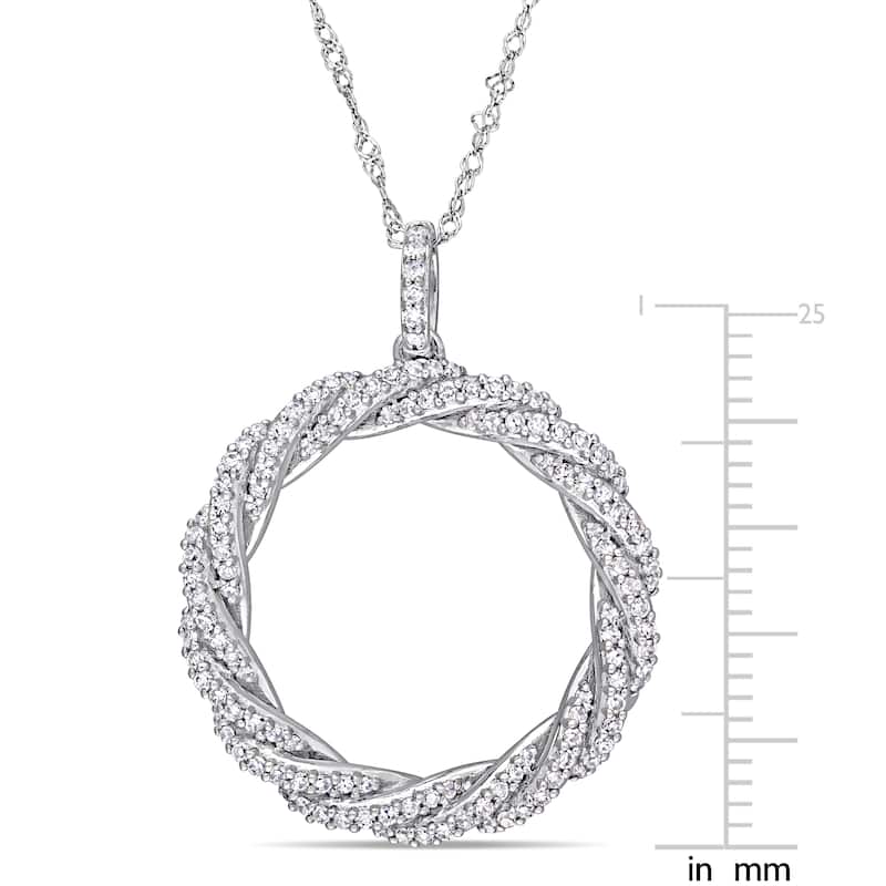 Miadora Signature Collection 14k White Gold 1/2ct TDW Diamond Twisted Open Circle Necklace