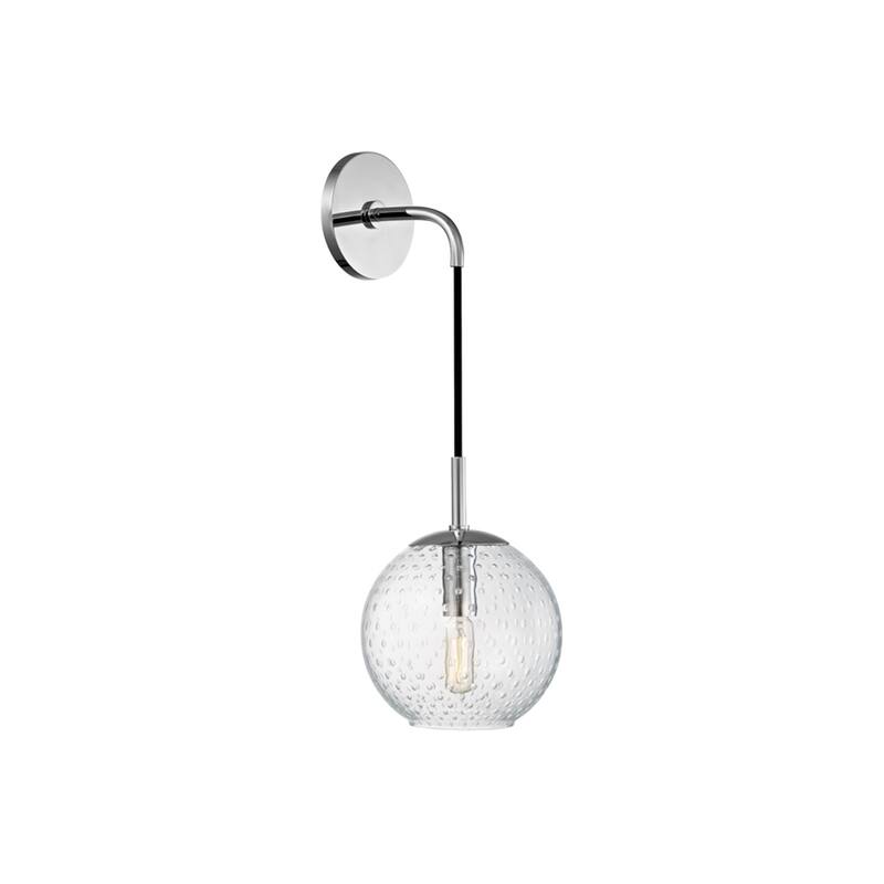 Hudson Valley Rousseau Polished Chrome Metal 14 inch Wall Sconce, Clear Glass