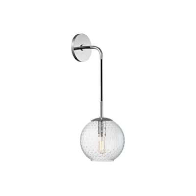 Hudson Valley Rousseau Polished Chrome Metal 14 inch Wall Sconce, Clear Glass
