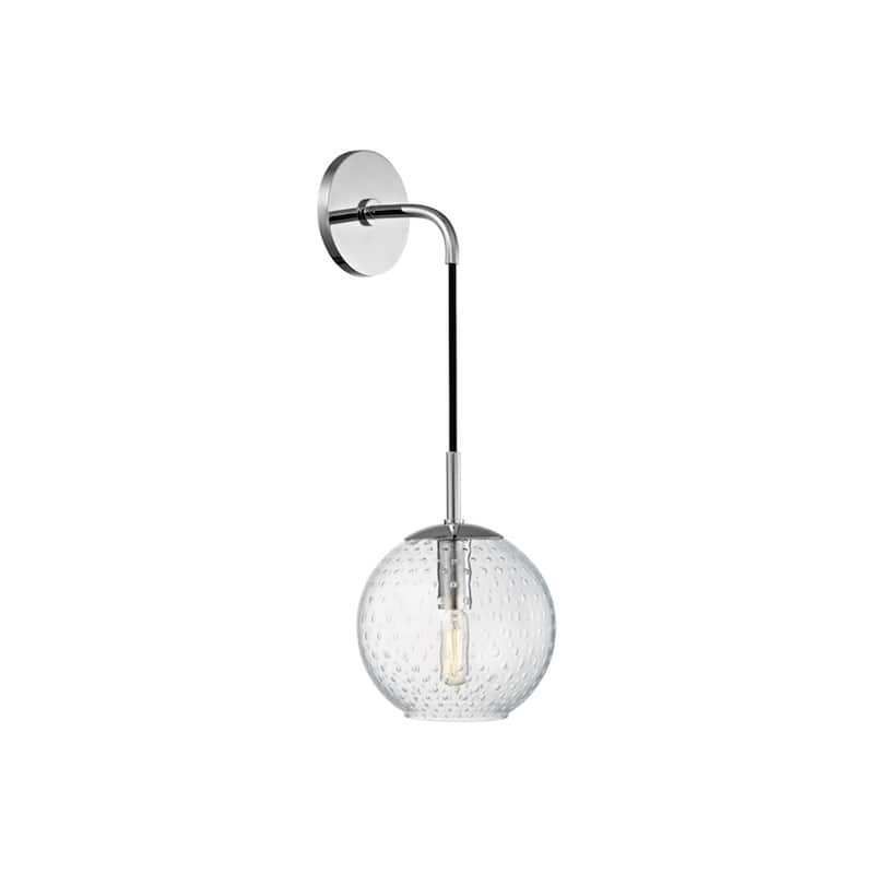 Hudson Valley Rousseau Polished Chrome Metal 14 inch Wall Sconce, Clear Glass