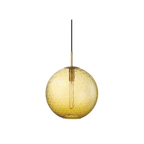 Hudson Valley Rousseau Aged Brass Metal Large Pendant, Light Amber Glass