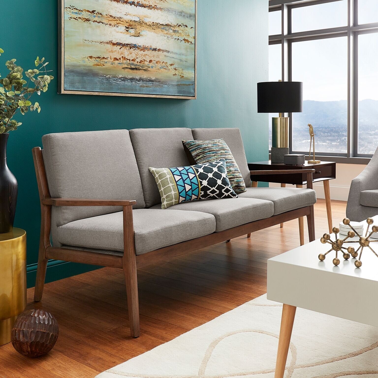 Details About Delilah Mid Century Straight Wood Arm Sofa By Inspire Q