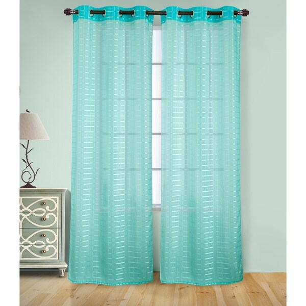 RT Designer's Collection Wanda Box Voile 84-inch Grommet Curtain Panel Pair - (2x) 38 x 84 in.