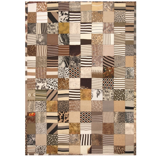 Handmade Memory Foam Cotton Patchwork Rug (India) - 5'4 x 7'6