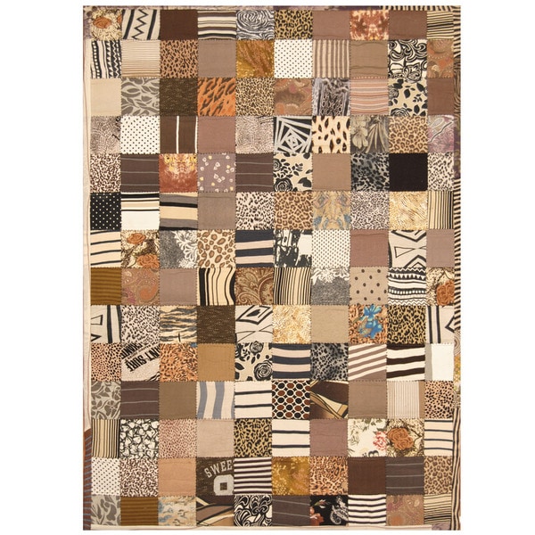 Handmade Memory Foam Cotton Patchwork Rug (India) - 5'4 x 7'6