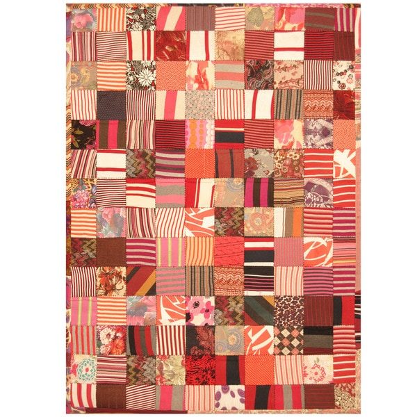 Handmade Memory Foam Cotton Patchwork Rug (India) - 5'4 x 7'6