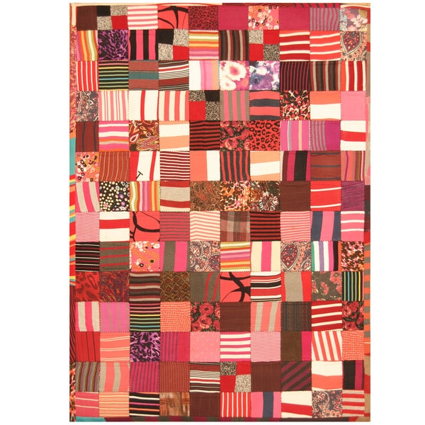 Handmade Memory Foam Cotton Patchwork Rug (India) - 5'4 x 7'6
